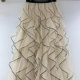thumbnail image 6 of RYKJLWY Maxi Skirts for Women Women's Tulle Skirt Ruffle Multilayer Mesh A Line Tier Tutu Prom Wedding Long Tulle Skirts Plus Size Maxi Skirt (Beige,One Size), 6 of 6