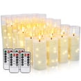 thumbnail image 1 of Aamdkcyu 24-Pack Ivory Flameless LED Candles with Remote - Realistic Flickering Pillar Candles, Battery Operated with Timer & Sta, 1 of 9