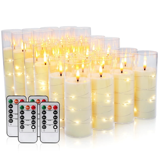 Aamdkcyu 24-Pack Ivory Flameless LED Candles with Remote - Realistic Flickering Pillar Candles, Battery Operated with Timer & Sta