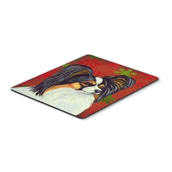 Carolines Treasures LH9345MP "Papillon Red and Green Snowflakes Holiday Christmas Mouse Pad Hot Pad or Trivet" Large