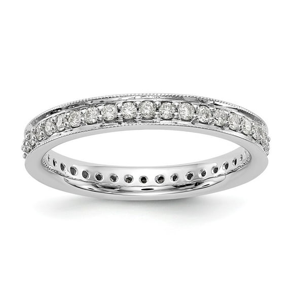 14K White Gold Ring Band Eternity Diamond Round Polished 1 2 CT Vintage