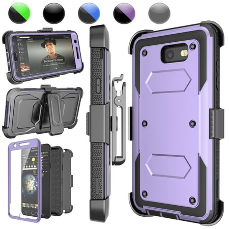 Galaxy J7 Perx Case,Galaxy J7 Sky Pro Case,J7 V/J7V Holster Clip, Njjex [Lavender] [Built-in Screen] with Kickstand + Holster Belt Clip Carrying Armor Case Cover For Samsung J7 2017 Released