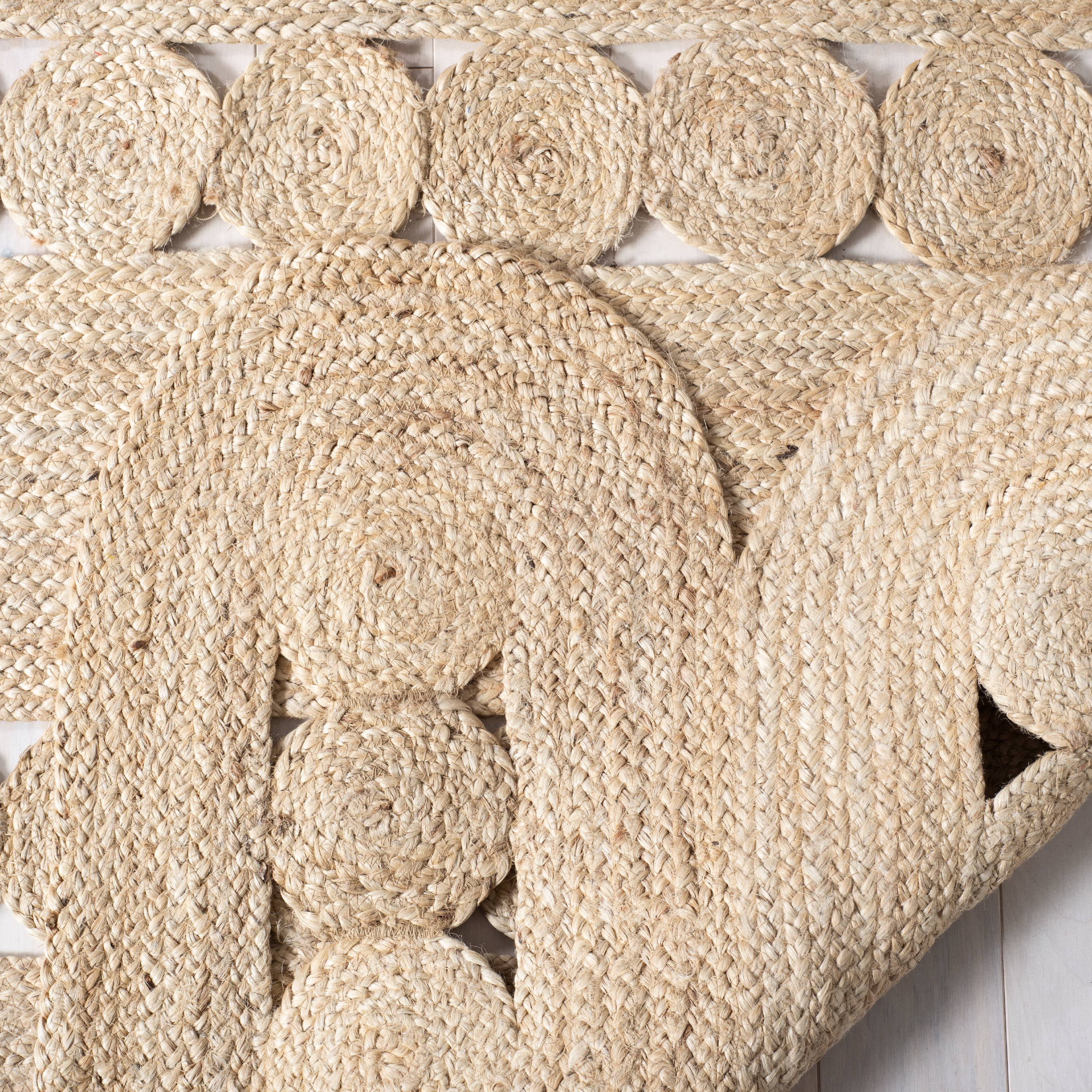 SAFAVIEH Natural Fiber Kaelee Braided Geometric Jute Area Rug, Ivory, 6' x 9'