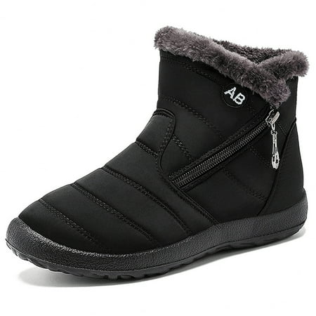

Women Warm Ankle Boot Fluffy Plush Peeks Boots Winter Anti-slip Warm Breathable For Winter Outdoor Party Black 39