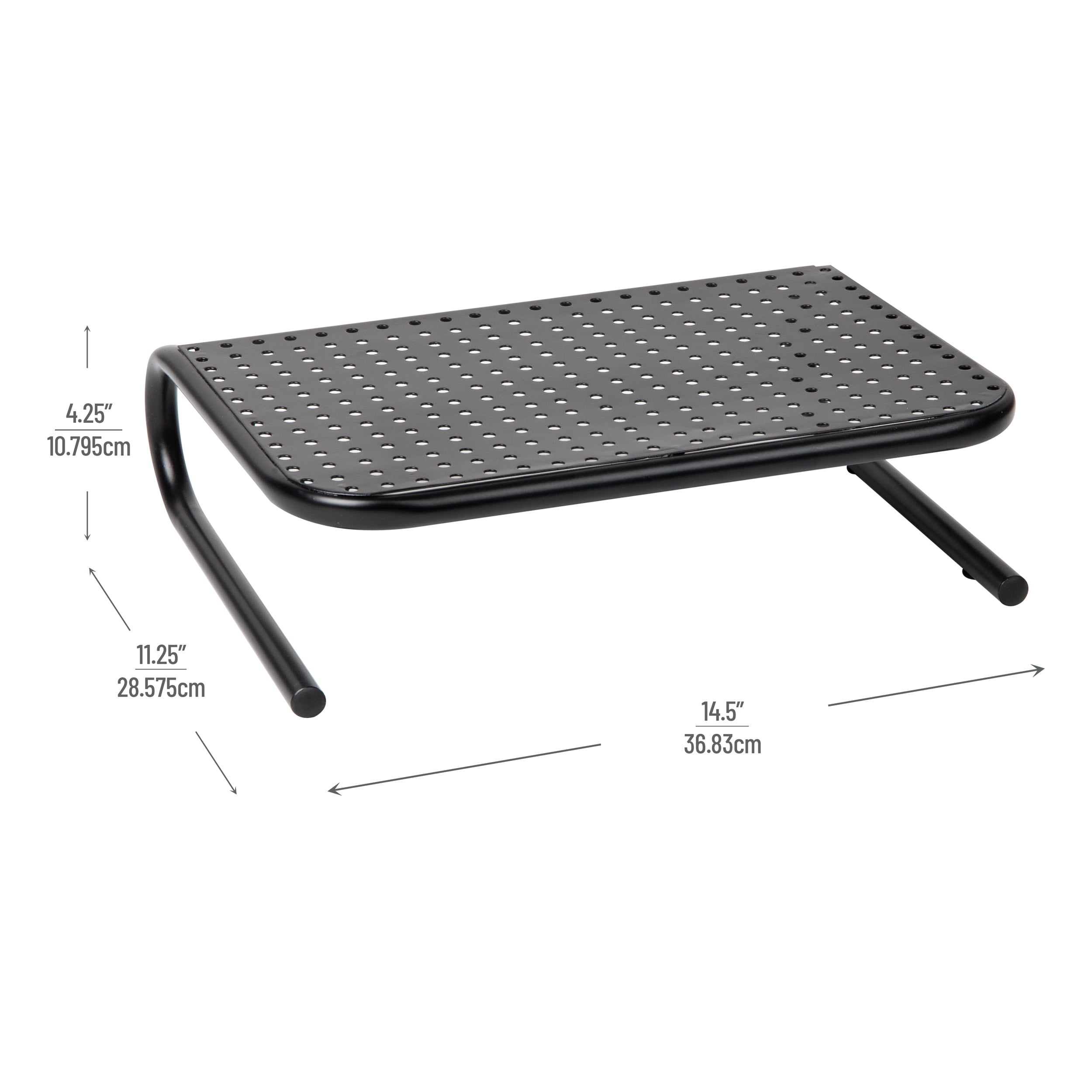Mind Reader Monitor Stand, Ventilated Laptop Riser, Desktop Organizer, Metal, 14.5"L x 11.25"W x 4.25"H, Set of 2, Black