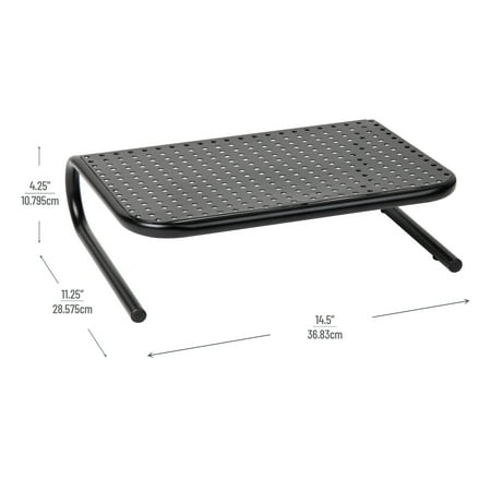 Mind Reader - Monitor Stand, Ventilated Laptop Riser, Desktop Organizer, Metal, 14.5"L x 11.25"W x 4.25"H, Set of 2 - Black