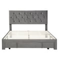 thumbnail image 5 of CLEARANCE! Queen Size Storage Bed Velvet Upholstered Platform Bed with a Big Drawer - Grey, 5 of 9