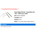 thumbnail image 2 of Front Caliper Bolt Kit - Compatible with 1995 - 2000 Lexus LS400 - Raybestos, 2 of 2