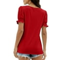thumbnail image 6 of Summer Saving Women T Shirt, Xunlbb Women's Casual Solid Square Neck Loose Short Sleeve T-shirt Blouses(Red,S), 6 of 7