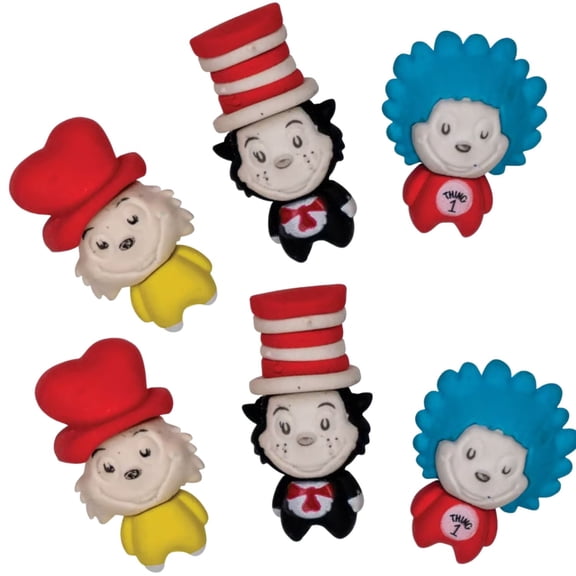 Erasers Compatible with Dr. Seuss Theme Character Novelty Erasers, 6 Count