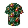 thumbnail image 4 of Goofa Vintage Santa Skiing Green Plaid Printed Men's Casual Short-sleeved Shirt,Lightweight Breathable Button-down,Summer Casual men's top,Versatile Fashion shirt-Small, 4 of 7