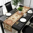 thumbnail image 5 of Burnt Orange Boho Table Runner Cotton Linen 90 Inch Holiday Dresser Scarves, Beige Brown Ethnic Tribe Tablerunner for Kitchen Coffee Dining Bedroom Home Living Room Dinner Scarf Décor 13''x90'', 5 of 9