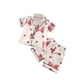 thumbnail image 1 of Odeerbi 2-6 Años Niños Niñas Pijama de Verano de Satén Con Solapa de Muesca Camisas de Manga Corta Pantalones Cortos Conjunto de Pijama de Seda Con Lazo Suave, 1 of 3
