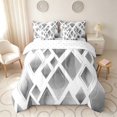 thumbnail image 3 of Manfei Watercolor Diamond Geometric Full Size Bedding Sets, Silver Metalic Full Size Bed in a Bag, Gray White, Reversible 7-Piece, 3 of 6