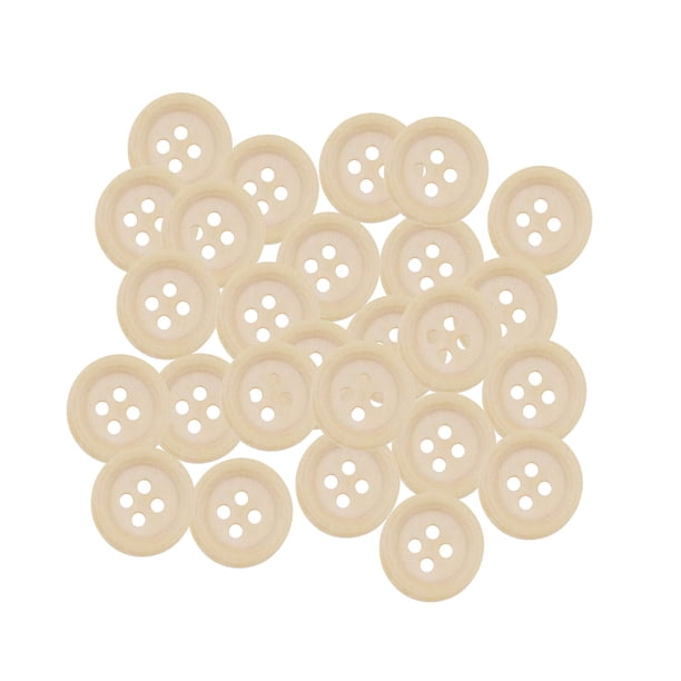Botones De Madera - Botones Redondos De Madera Para Manualidades, Costura De Suéteres De Mandala Crafts, Color Natural, A Granel, 40 Piezas, Botón De 25 Mm Y 1 Pulgada Con 4 Agujeros