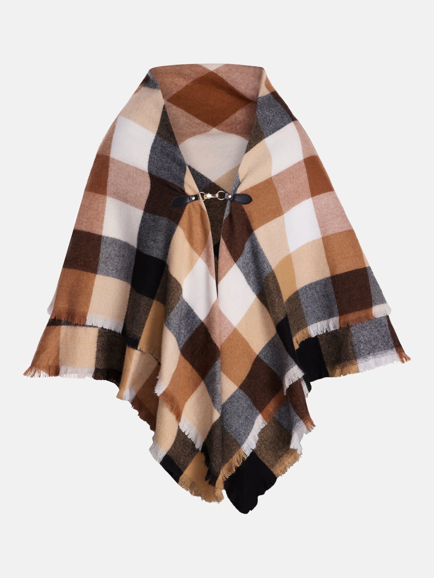 Time and Tru Women's Plaid Poncho with Clasp, Sizes S/M-L/XL