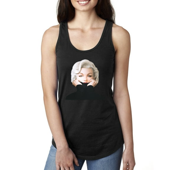Wild Bobby, Hip Marilyn Monroe Portrait Classic Beauty Pose, Famous People, Women Racerback Tank Top, Black, Small