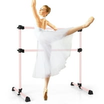 Gymax 4FT Portable Double Freestanding Ballet Barre Dancing Stretching Pink