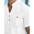 thumbnail image 7 of Yifymode Men's Mandarin Collar Linen Henley Shirt, Short Sleeve Chest Pocket Comfort Casual Top White XL, 7 of 7