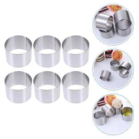 Homoyoyo 6-Piece Round Stainless Steel Cake Molds Set Non-Stick Bakeware for Home Baking and Cooking