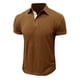 thumbnail image 2 of Playeras Elvqul de Hombre Amarillo de Color Sólido Playa Manga Corta Algodón Abotonada Gym Solapa, 2 of 5