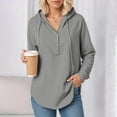 thumbnail image 6 of larppty Women's Hoodies Buttons Collar Hooded Sweatshirts Drawstring Casual Pullover Tops 2025 Fall Outfits (Grey, 3XL), 6 of 7