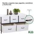 thumbnail image 3 of Cómoda Cajonera KingsHouse con 5 Cajones de Tela Estructura de Acero y Tablero de Madera 100x30x54 cm blanco, 3 of 8
