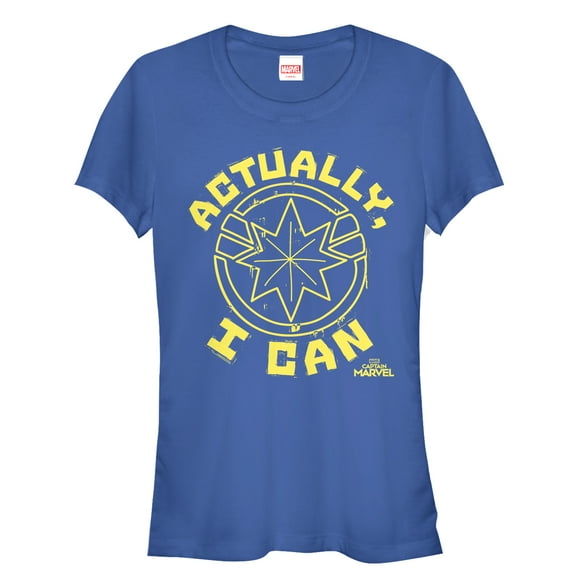 Junior's Marvel Captain Marvel Actually Can Quote Graphic Tee Royal Blue 2X Large