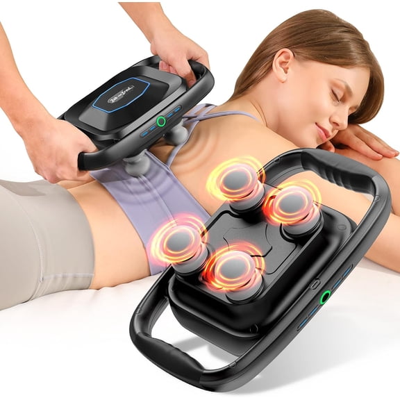 BOB AND BRAD 4-Head Massage Gun Deep Tissue, 4X Pain Relief Efficiency, Replaceable Massager Heads & Plate, Electric Percussion Massage Gun Tool for Back, Leg, Muscle