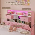 thumbnail image 4 of Afuhokles Twin LED Bed Frame with Storage Headboard and Charging Station, Velvet Upholstered Platform Bed Frame, Pink, 4 of 9
