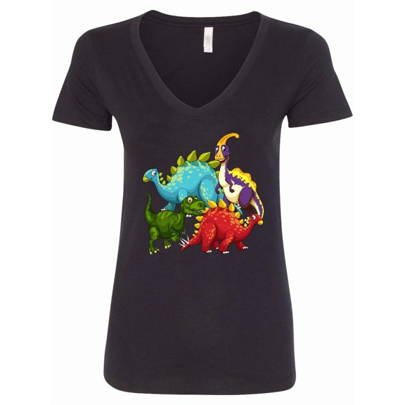Inktastic Cute Dinosaurs Women's V-Neck T-Shirt