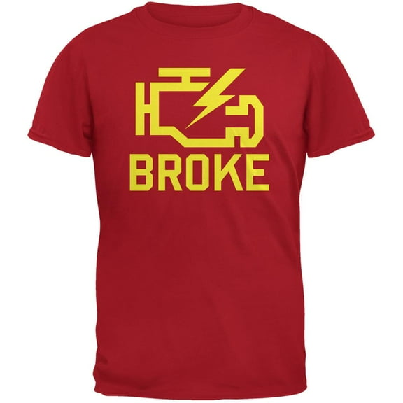 Automotive Broke Engine Light Red Adult T-Shirt - Small