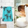 thumbnail image 7 of SKYSONIC Black Butterfly in Blue Patterned Hand Towels 2 PCS, Cotton Bath Towel for Drying Face Hands Body ,Absorbent Lightweight Towels for Bathroom Ktichen Travel Gym, 16"x28", 7 of 7