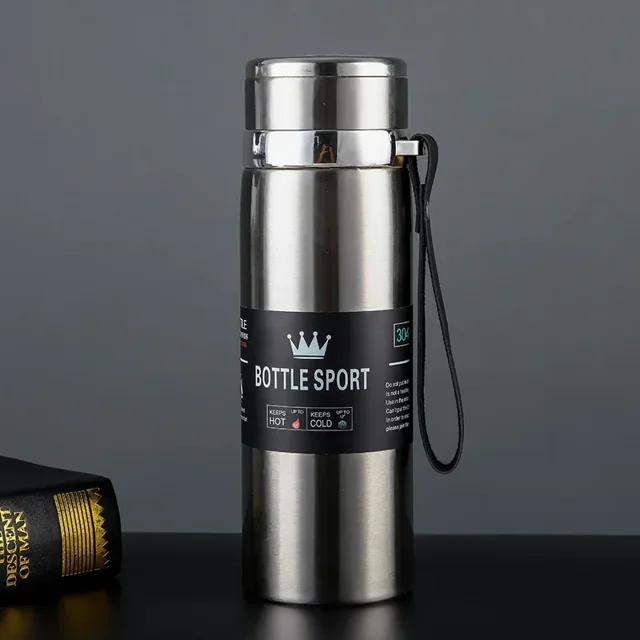 Botella de agua de acero inoxidable de doble pared, termo para mantener el termo con aislamiento en frío y caliente para deporte