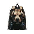 thumbnail image 2 of Naloa Urban Bear With Headphones Canvas Backpack for Men Women Rucksack Casual Travel Daypack College Tote Satchel Bookbag for Teens-Small, 2 of 7