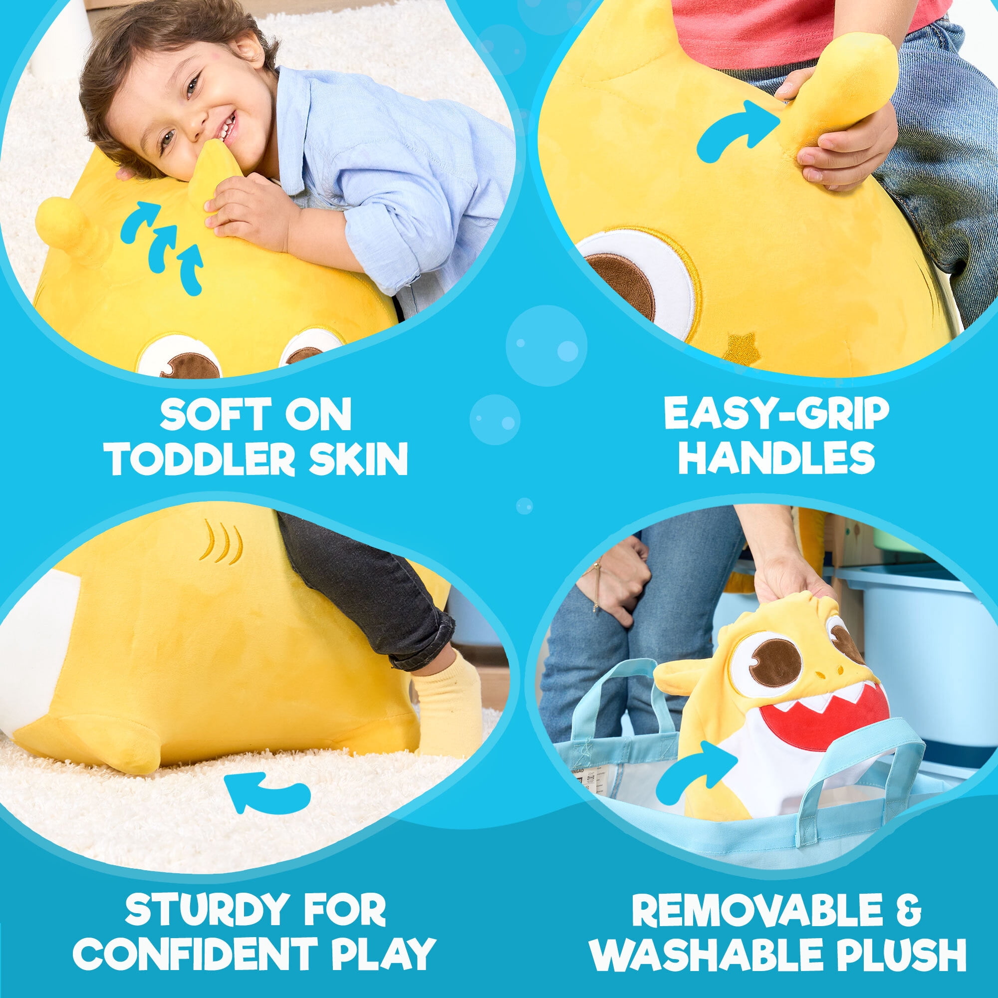 Baby Shark Ride on Bouncy Plush Toy - Official Pinkfong Musical Hopper - Birthday Gift for Toddlers Kids Boys and Girls Ages 2-5
