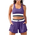 thumbnail image 2 of Fwqbns Women's High Waisted Two Piece Sets Color Block Sporty Athletic Bathing Suits for Beach Vacation Swimming, 2 of 9