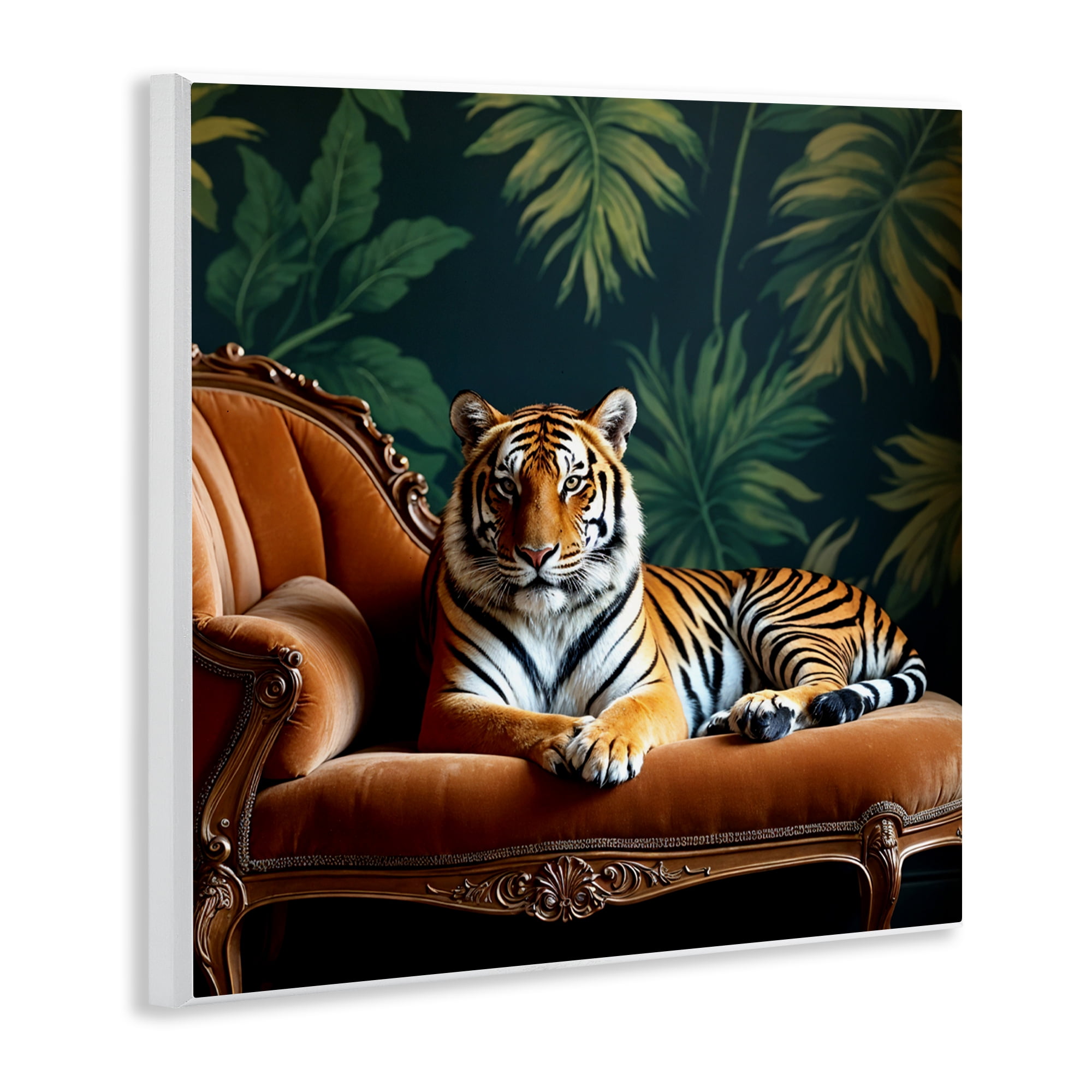 Tiger Lounging on Chaise Wall Plaque Art, design by Lettered and Lined