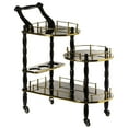 thumbnail image 5 of Wood Serving Bar Cart Tea Trolley with 3 Tier Shelves and Rolling Wheels, 5 of 11