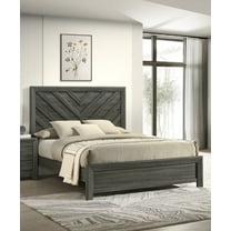 Contemporary Design Rustic Chevron Patterned Headboard King Size Panel Bed