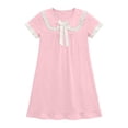 thumbnail image 5 of Afuyipoi ​Girls Solid Color Peter Pan Collar Dress (2-12 Years) Summer Short Sleeve Soft Cotton Feel Casual Dress for School & Play Pink 7/8, 5 of 8