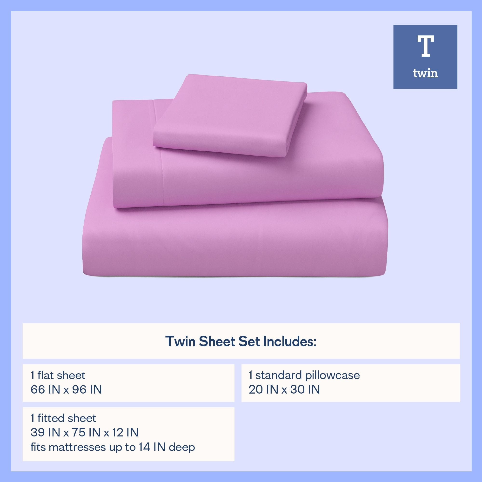 Mainstays Kids Microfiber Bed Sheet Set, Twin, Vibrant Orchid, 3 Pieces