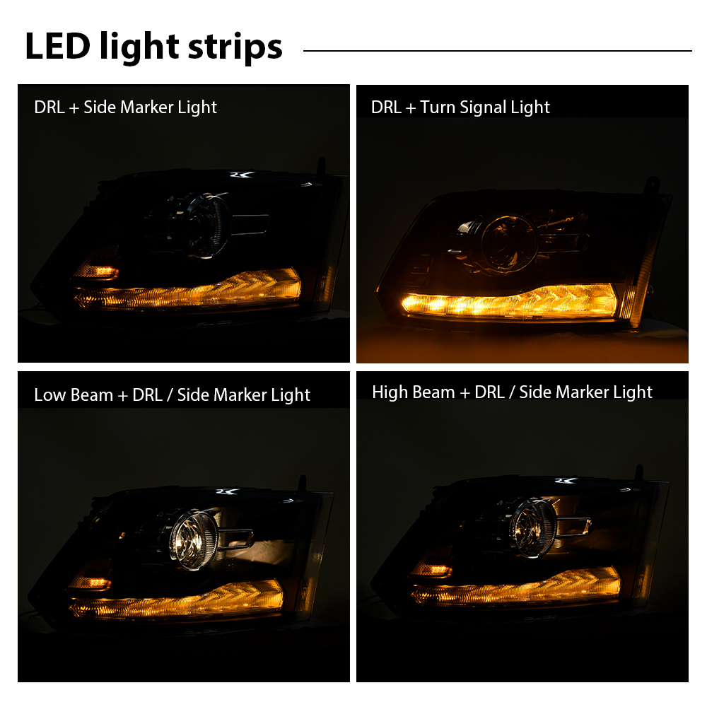 Aftermarket Ram Headlights Black Housing LED DRL Headlights For 06 - Foto 10