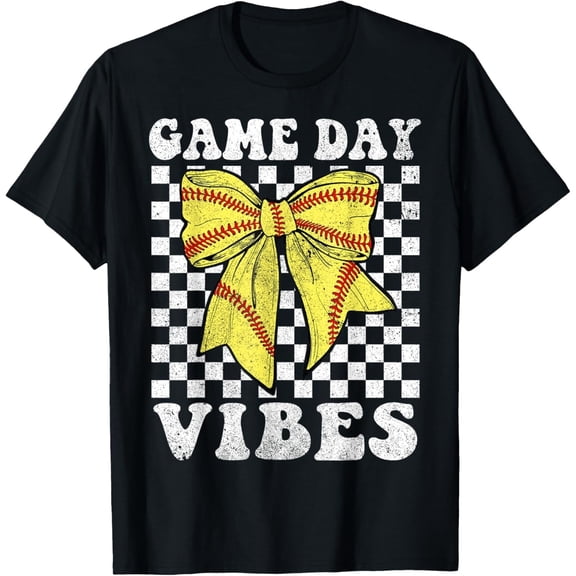 Game Day Vibes Coquette Bow Softball Mama Softball Girl T-Shirt