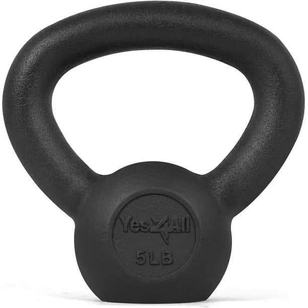 Yes4All 5lb Cast Iron Kettlebell, Black, Single