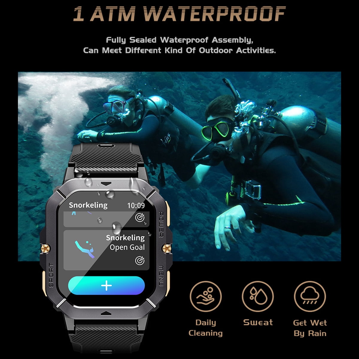 Findtime Military Smart Watch for Men (Answer/Make Calls), 2.02" HD Fitness Smart Watch for Android and iOS, 5ATM Waterproof Smartwatch