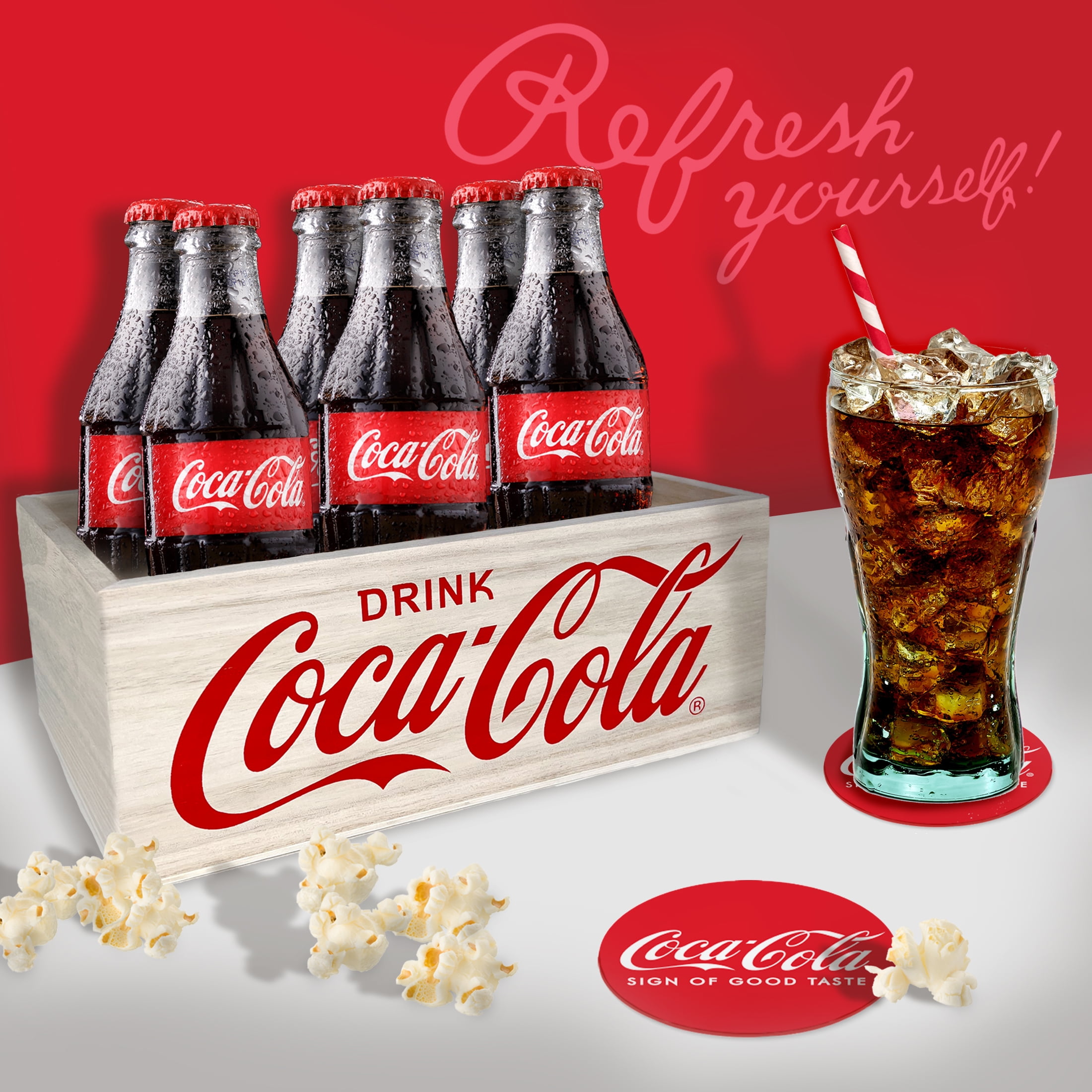 少し豊富な贈り物 Coca Cola Wooden Crate Gift Set with Glasses, Bottle Opener その他
