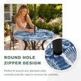 thumbnail image 4 of Round Outdoor Tablecloth with Umbrella Hole and Zipper, Navy Blue Coastal Tablecloth with Elastic Waterproof, Nautical Coral Starfish Shell Octopus Sea Patio Table Covers for 31" - 35" Pool Tables, 4 of 9