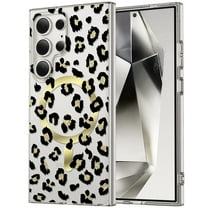 Magnetic Designed for Samsung Galaxy S22 Case Clear Compatible with MagSafe Cute Leopard Print Pattern Soft TPU Bumper Shockproof Anti-Scratch Slim Phone Cover for Samsung Galaxy S22,Black