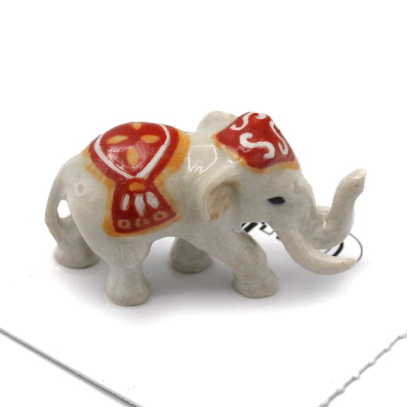Little Critterz White Elephant"Airavata" Animal - Hand-painted Home Decor Animal Decorative Figurine - Miniature Porcelain Figurine